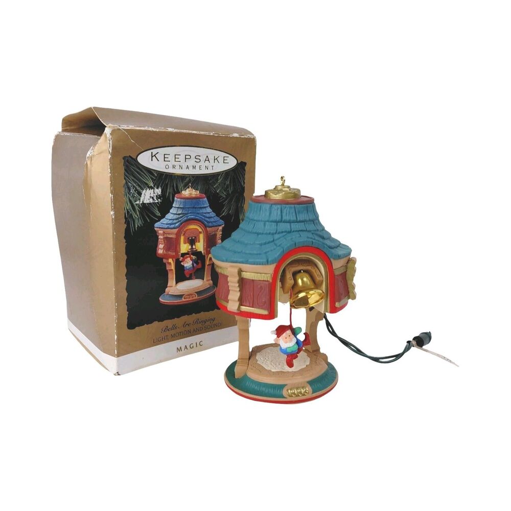 Hallmark Keepsake Magic Light & Sound Ornament Bells Are Ringing 1993 Works